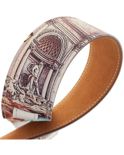 Guitar Strap Multicolor Genuine Leather 6 Cm Holes HS Print 