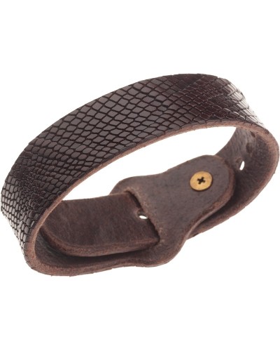 bracciale in pelle snake marrone