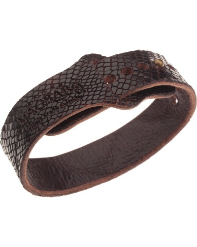 bracciale in pelle snake marrone