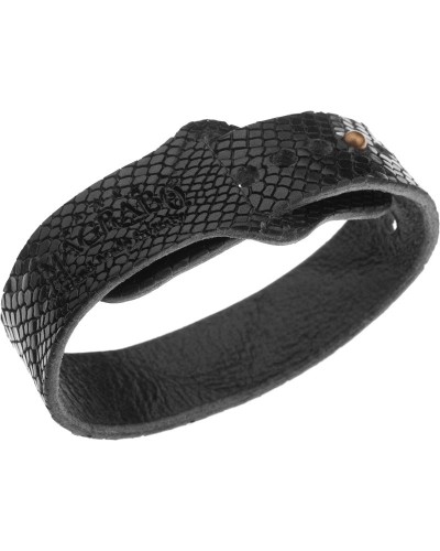 bracciale in pelle snake nero