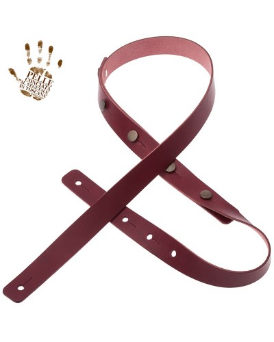 Guitar Strap Red Vera Pelle Concia Al Vegetale 2 Capitan Fede Buttons BC Core 