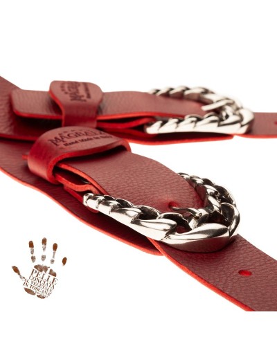 Tracolla per Chitarra e Basso Bordeaux Vera Pelle Conciata Al Vegetale 7 Cm Chord Twin Buckle TC Core 