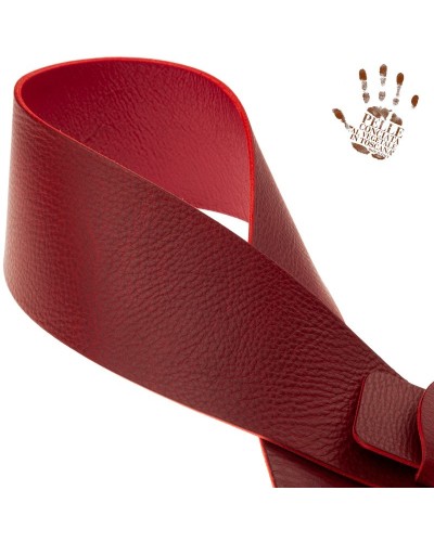 Tracolla per Chitarra e Basso Bordeaux Vera Pelle Conciata Al Vegetale 7 Cm Chord Twin Buckle TC Core 