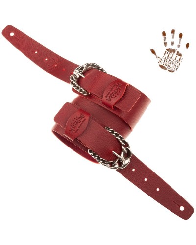 Tracolla per Chitarra e Basso Bordeaux Vera Pelle Conciata Al Vegetale 7 Cm Chord Twin Buckle TC Core 