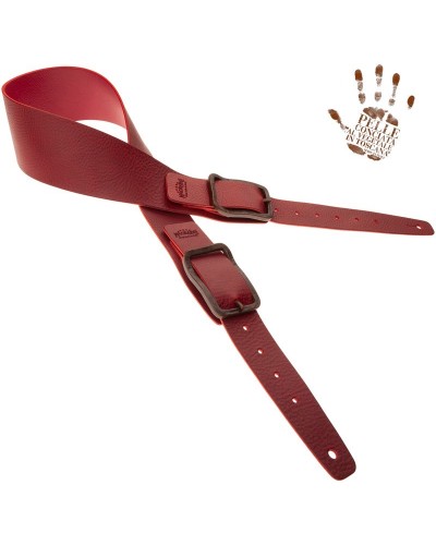 Tracolla per Chitarra e Basso Bordeaux Vera Pelle Conciata Al Vegetale 7 Cm Rame Twin Buckle TC Core 