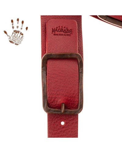 Tracolla per Chitarra e Basso Bordeaux Vera Pelle Conciata Al Vegetale 7 Cm Rame Twin Buckle TC Core 