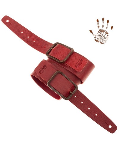 Tracolla per Chitarra e Basso Bordeaux Vera Pelle Conciata Al Vegetale 7 Cm Rame Twin Buckle TC Core 