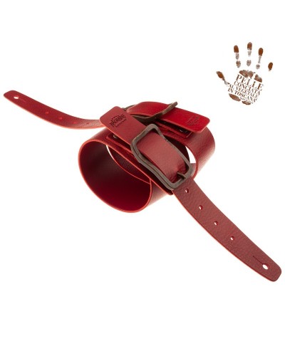 Tracolla per Chitarra e Basso Bordeaux Vera Pelle Conciata Al Vegetale 7 Cm Rame Twin Buckle TC Core 