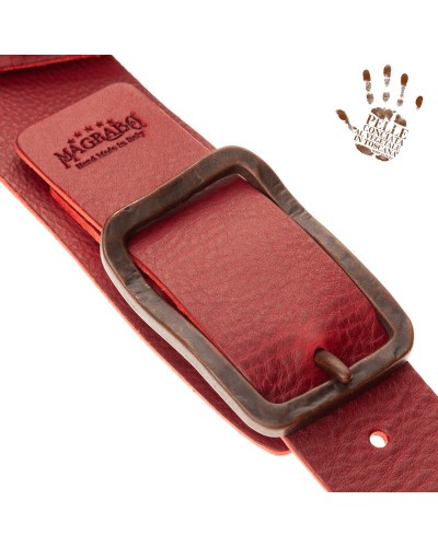 Tracolla per Chitarra e Basso Bordeaux Vera Pelle Conciata Al Vegetale 7 Cm Rame Twin Buckle TC Core 