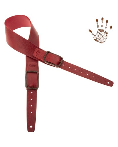 Guitar Strap Bordeaux Certified Vegetable Tanned Leather 7 Cm Rame Twin Buckle TC Core 