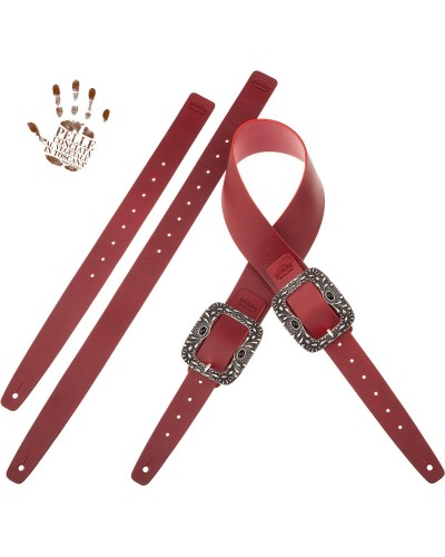 Tracolla per Chitarra e Basso Bordeaux Vera Pelle Conciata Al Vegetale 7 Cm S Twin Buckle TC Core 