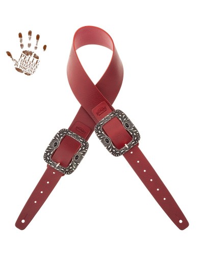 Tracolla per Chitarra e Basso Bordeaux Vera Pelle Conciata Al Vegetale 7 Cm S Twin Buckle TC Core 