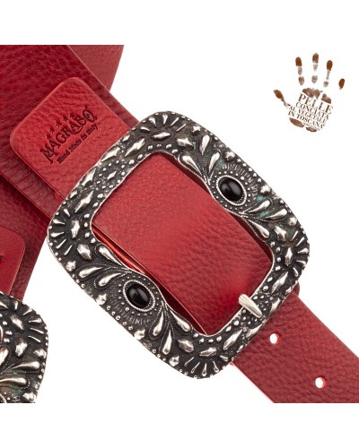 Tracolla per Chitarra e Basso Bordeaux Vera Pelle Conciata Al Vegetale 7 Cm S Twin Buckle TC Core 