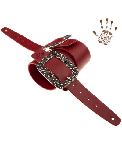 Tracolla per Chitarra e Basso Bordeaux Vera Pelle Conciata Al Vegetale 7 Cm S Twin Buckle TC Core 