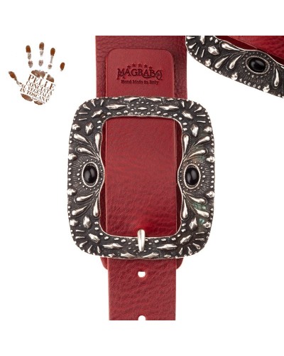 Tracolla per Chitarra e Basso Bordeaux Vera Pelle Conciata Al Vegetale 7 Cm S Twin Buckle TC Core 