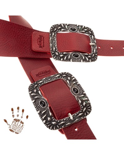 Tracolla per Chitarra e Basso Bordeaux Vera Pelle Conciata Al Vegetale 7 Cm S Twin Buckle TC Core 