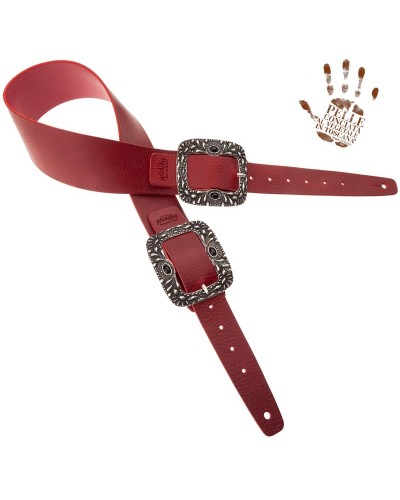 Tracolla per Chitarra e Basso Bordeaux Vera Pelle Conciata Al Vegetale 7 Cm S Twin Buckle TC Core 