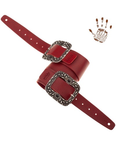 Tracolla per Chitarra e Basso Bordeaux Vera Pelle Conciata Al Vegetale 7 Cm S Twin Buckle TC Core 