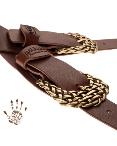 Guitar Strap Brown Certified Vegetable Tanned Leather 7 Cm Bride Twin Buckle TC Core 