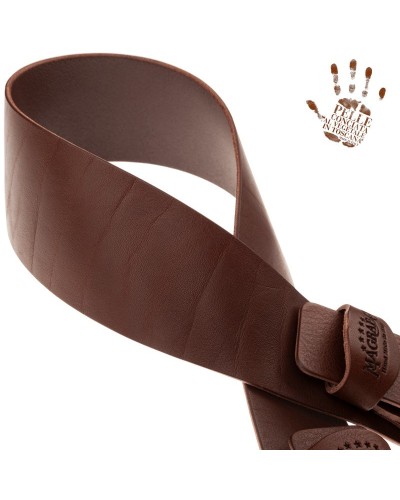 Guitar Strap Brown Certified Vegetable Tanned Leather 7 Cm Bride Twin Buckle TC Core 