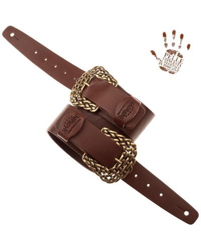 Guitar Strap Brown Certified Vegetable Tanned Leather 7 Cm Bride Twin Buckle TC Core 