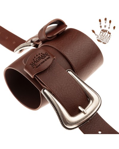 Tracolla per Chitarra e Basso Marrone Vera Pelle Conciata Al Vegetale 7 Cm Solea Twin Buckle TC Core 