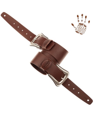 twin buckle tc core marrone scuro 7 cm fibbie l argento