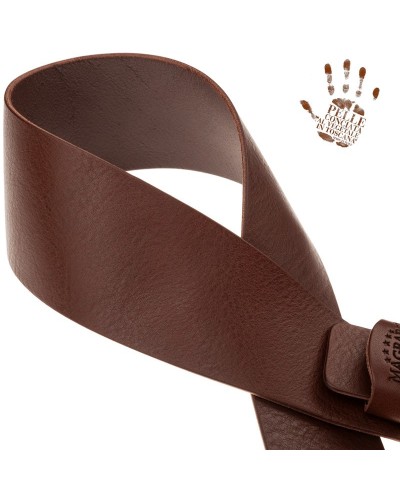 Guitar Strap Brown Certified Vegetable Tanned Leather 7 Cm T-Stone Twin Buckle TC Core 