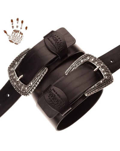 twin buckle tc core nero 7 cm fibbie t argento