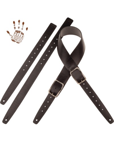 Tracolla per Chitarra e Basso Nero Vera Pelle Conciata Al Vegetale 7 Cm Old Square Twin Buckle TC Core 