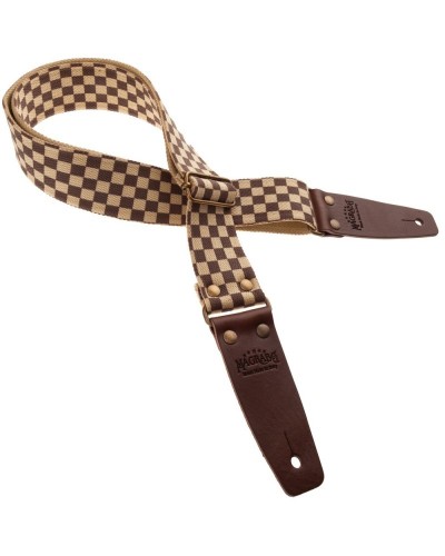 Guitar Strap Brown Cotton And Genuine Leather 5 Cm Core Stripe SC Retrò 