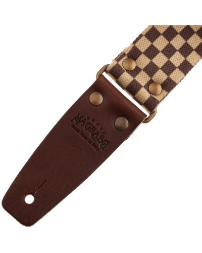 Guitar Strap Brown Cotton And Genuine Leather 5 Cm Core Stripe SC Retrò 