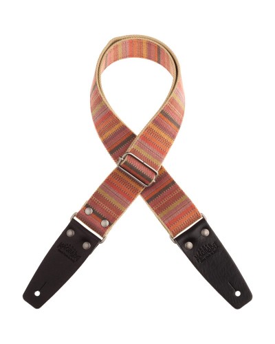 Guitar Strap Black Cotton And Genuine Leather 5 Cm Core Stripe SC Retrò 