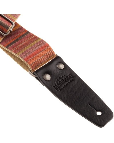 Guitar Strap Black Cotton And Genuine Leather 5 Cm Core Stripe SC Retrò 