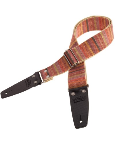 Guitar Strap Black Cotton And Genuine Leather 5 Cm Core Stripe SC Retrò 