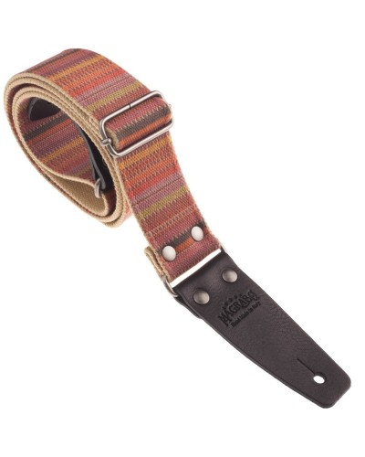 Guitar Strap Black Cotton And Genuine Leather 5 Cm Core Stripe SC Retrò 