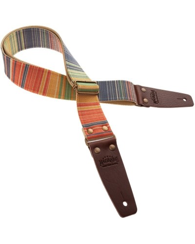 Guitar Strap Brown Cotton And Genuine Leather 5 Cm Core Stripe SC Retrò 