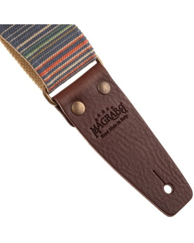 Guitar Strap Brown Cotton And Genuine Leather 5 Cm Core Stripe SC Retrò 