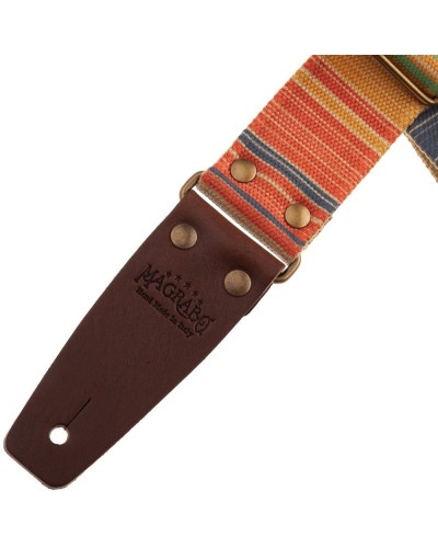 Guitar Strap Brown Cotton And Genuine Leather 5 Cm Core Stripe SC Retrò 