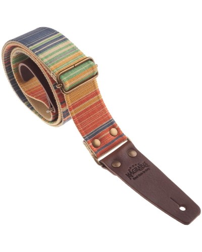 Guitar Strap Brown Cotton And Genuine Leather 5 Cm Core Stripe SC Retrò 