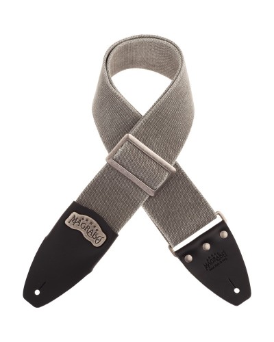 Guitar Strap Grey Cotton And Genuine Leather 8 Cm Core Stripe SC Cotton Washed 