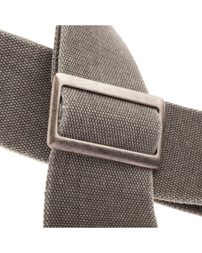 Guitar Strap Grey Cotton And Genuine Leather 8 Cm Core Stripe SC Cotton Washed 