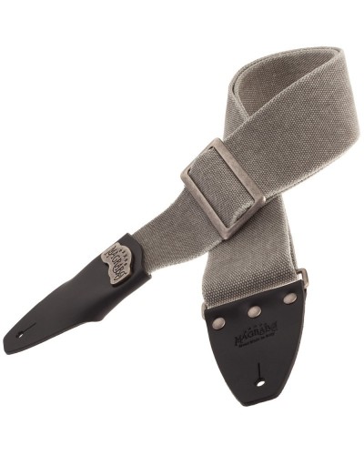 Guitar Strap Grey Cotton And Genuine Leather 8 Cm Core Stripe SC Cotton Washed 