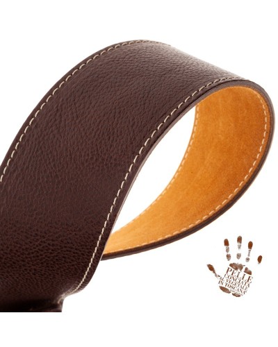 Guitar Strap Brown Certified Vegetable Tanned Leather 7 Cm Woven Twin Buckle TS Core 