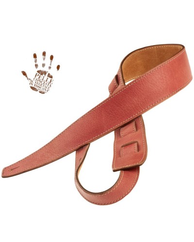 Guitar Strap Red Certified Vegetable Tanned Leather 6 Cm Holes HS Stone Washed 