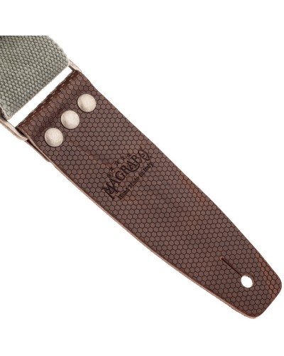 Guitar Strap Grey Cotton And Genuine Leather 5 Cm Twinkle Stripe SC Cotton Washed 