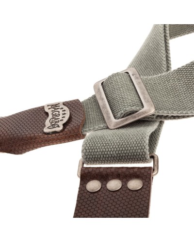 Guitar Strap Grey Cotton And Genuine Leather 5 Cm Twinkle Stripe SC Cotton Washed 