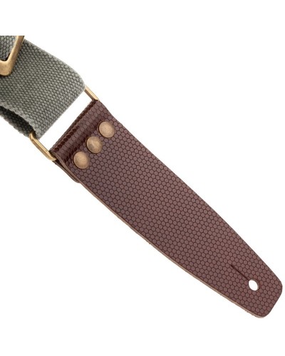 Guitar Strap Grey Cotton And Genuine Leather 5 Cm Twinkle Stripe SC Cotton Washed 