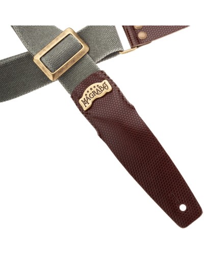 Guitar Strap Grey Cotton And Genuine Leather 5 Cm Twinkle Stripe SC Cotton Washed 