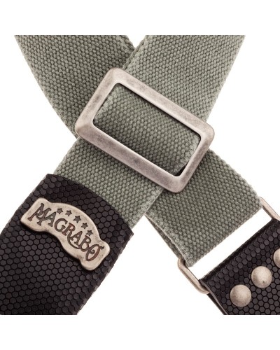 Guitar Strap Grey Cotton And Genuine Leather 5 Cm Twinkle Stripe SC Cotton Washed 